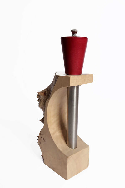 "Parmesan" block mill in maple burl with stainless steel tube - 2