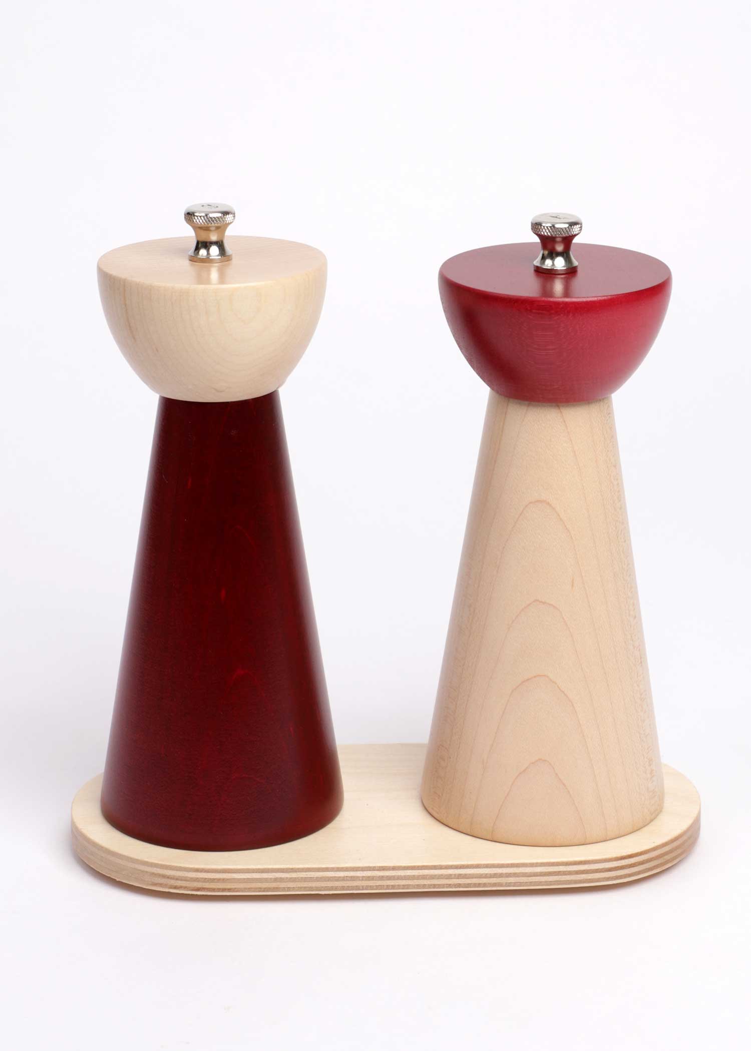 Duo mill minimalist natural and raspberry on stand